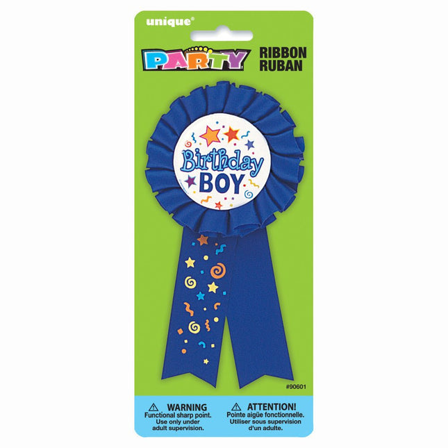 Rozet Birthday Boy 14cm van Unique koop je bij Partywinkel
