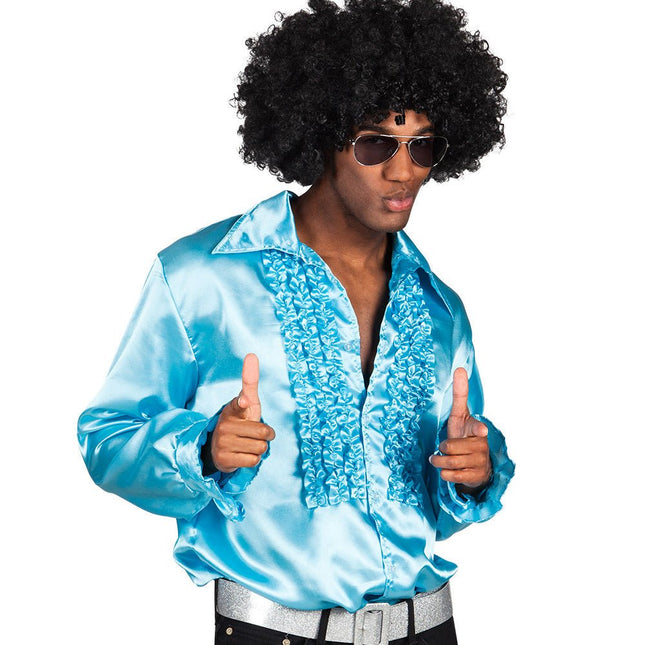 Ruffle Blouse Heren Turquoise van Boland koop je bij Partywinkel