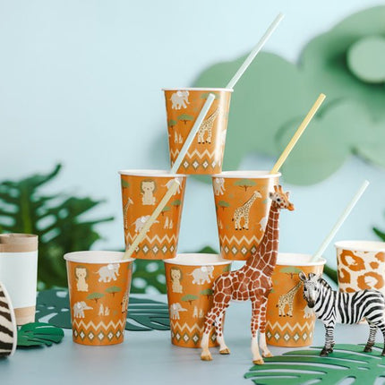 Safari Bekers Oranje 220ml 6st van Partydeco koop je bij Partywinkel