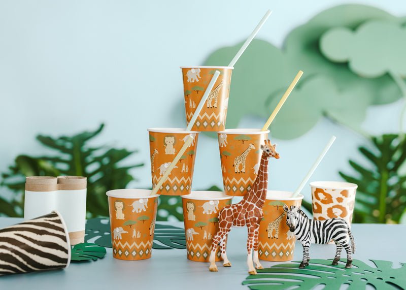 Safari Bekers Oranje 220ml 6st van Partydeco koop je bij Partywinkel