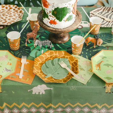 Safari Borden Groen Oranje 23cm 6st van Partydeco koop je bij Partywinkel