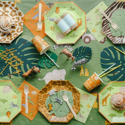 Safari Borden Groen Oranje 23cm 6st van Partydeco koop je bij Partywinkel