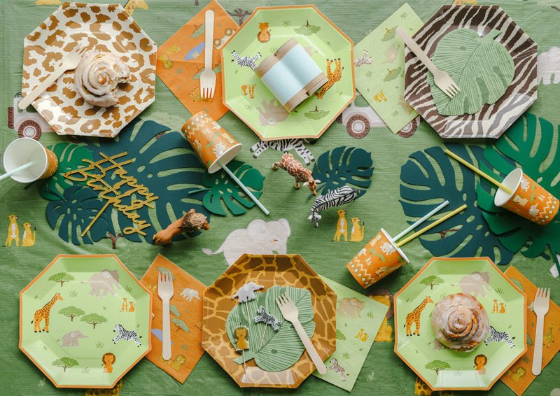 Safari Borden Groen Oranje 23cm 6st van Partydeco koop je bij Partywinkel