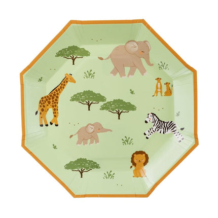 Safari Borden Groen Oranje 23cm 6st van Partydeco koop je bij Partywinkel