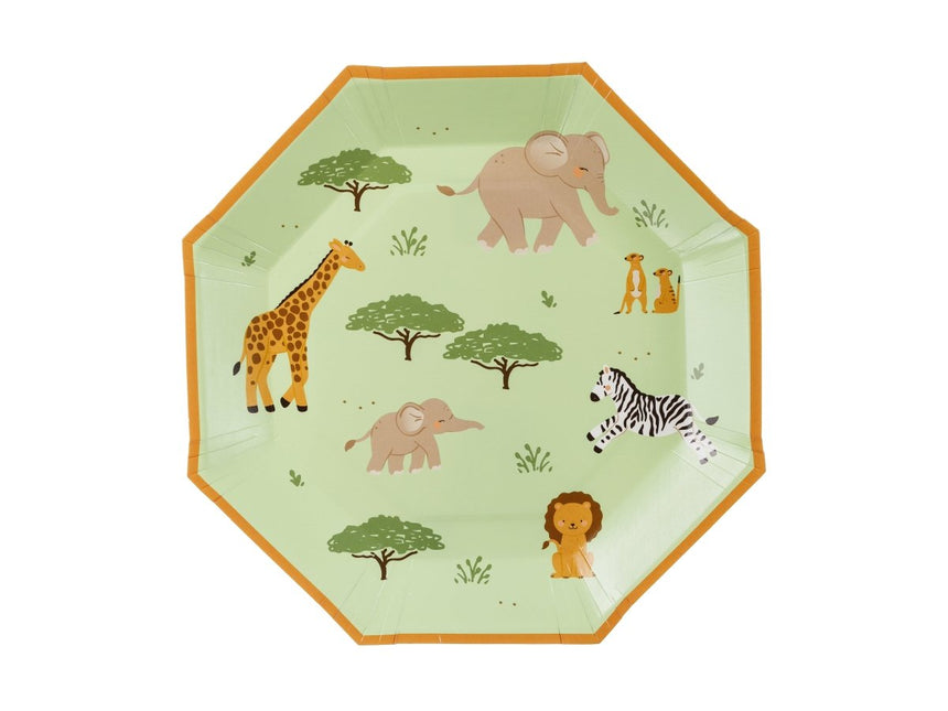 Safari Borden Groen Oranje 23cm 6st van Partydeco koop je bij Partywinkel