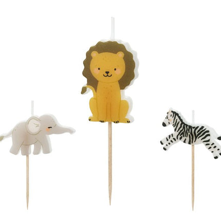 Safari Kaarsen 4,2cm 3 delig van Partydeco koop je bij Partywinkel