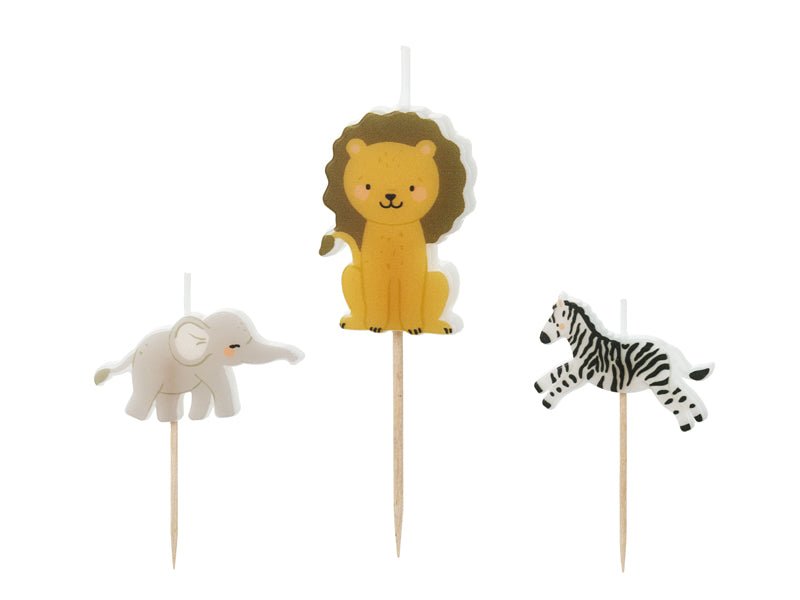 Safari Kaarsen 4,2cm 3 delig van Partydeco koop je bij Partywinkel