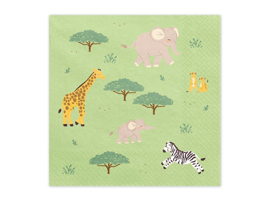 Safari Servetten 2 Laags 33cm 12st van Partydeco koop je bij Partywinkel