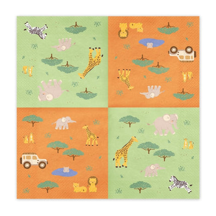 Safari Servetten 2 Laags 33cm 12st van Partydeco koop je bij Partywinkel