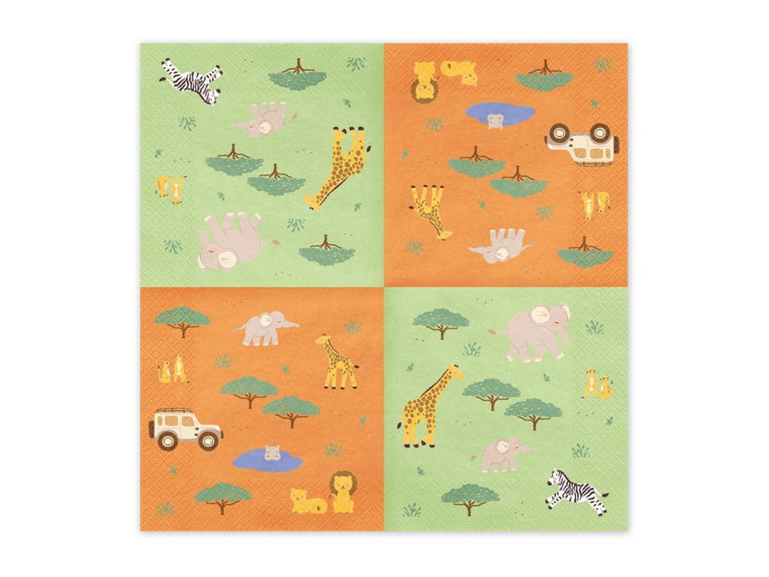 Safari Servetten 2 Laags 33cm 12st van Partydeco koop je bij Partywinkel