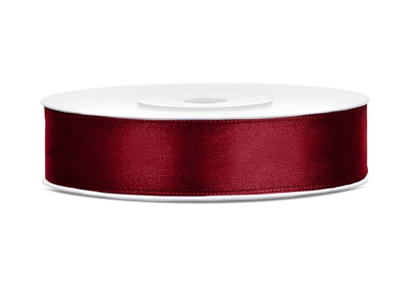 Satijn Lint Bordeaux Rood 12mm 25m van Partydeco koop je bij Partywinkel