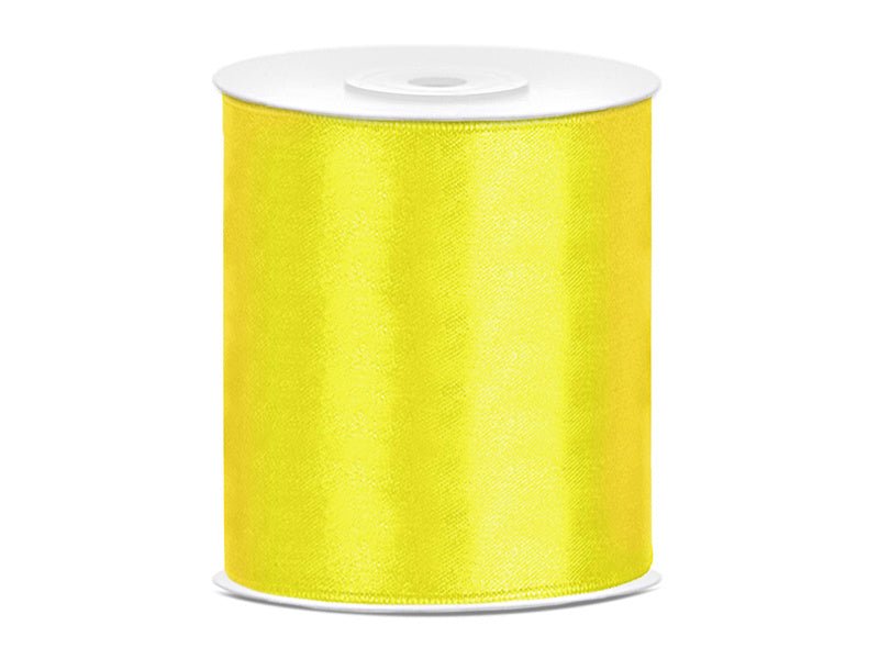 Satijn Lint Geel 100mm 25m van Partydeco koop je bij Partywinkel