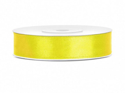 Satijn Lint Geel 12mm 25m van Partydeco koop je bij Partywinkel