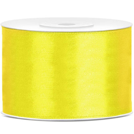 Satijn Lint Geel 50mm 25m van Partydeco koop je bij Partywinkel