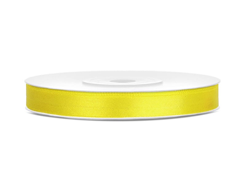 Satijn Lint Geel 6mm 25m van Partydeco koop je bij Partywinkel