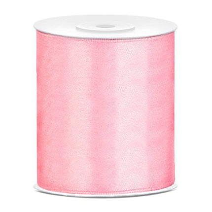 Satijn Lint Lichtroze 100mm 25m van Partydeco koop je bij Partywinkel