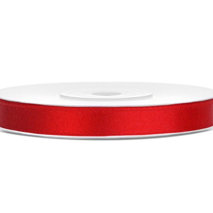 Satijn Lint Rood 6mm 25m van Partydeco koop je bij Partywinkel