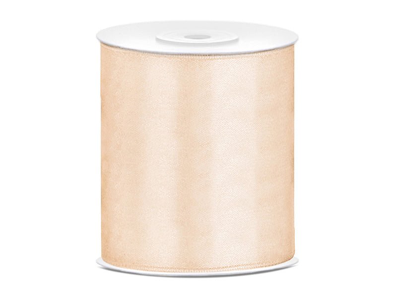 Satijn Lint Vanille Creme 100mm 25m van Partydeco koop je bij Partywinkel