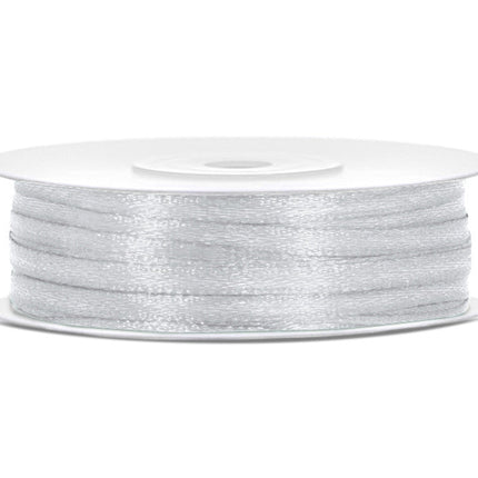 Satijn Lint Zilver 3mm 50m van Partydeco koop je bij Partywinkel