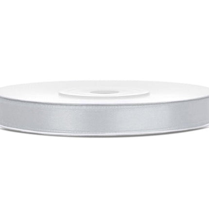 Satijn Lint Zilver 6mm 25m van Partydeco koop je bij Partywinkel