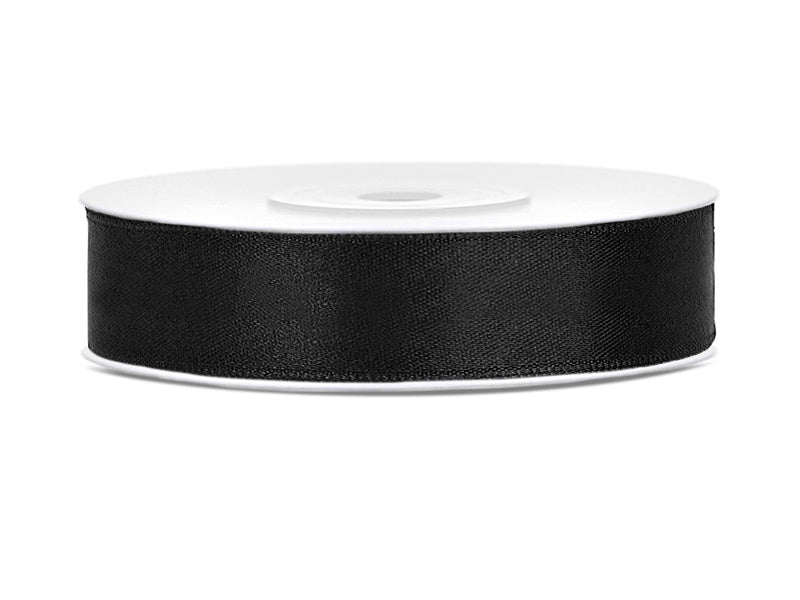 Satijn Lint Zwart 12mm 25m van Partydeco koop je bij Partywinkel