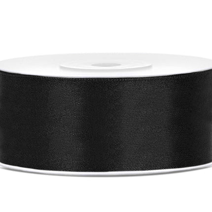 Satijn Lint Zwart 25mm 25m van Partydeco koop je bij Partywinkel