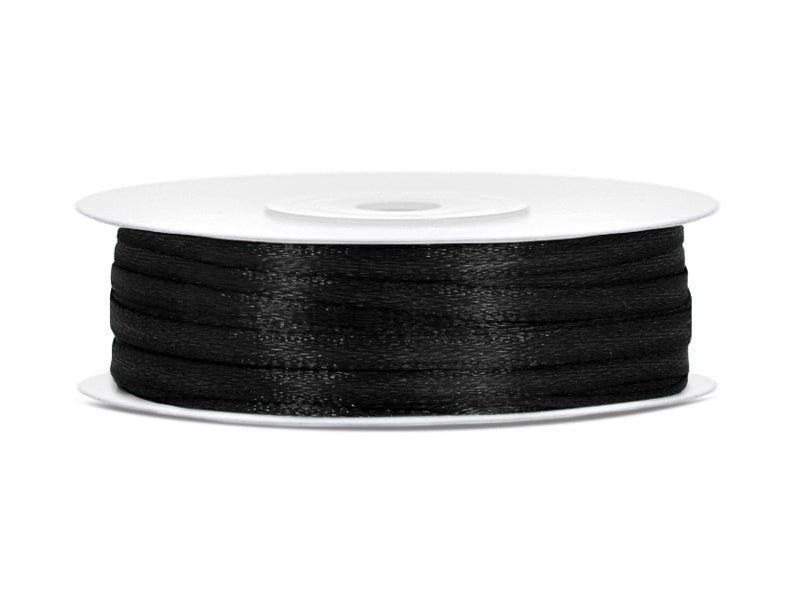 Satijn Lint Zwart 3mm 50m van Partydeco koop je bij Partywinkel