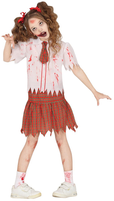 Schoolmeisje Kostuum Rood Wit Zombie van Fiestas Guirca koop je bij Partywinkel