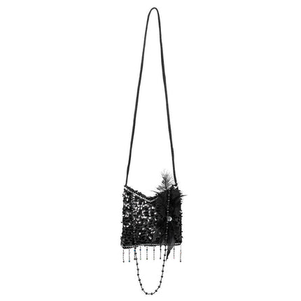 Schoudertasje Glitter Zwart 19cm van Boland koop je bij Partywinkel