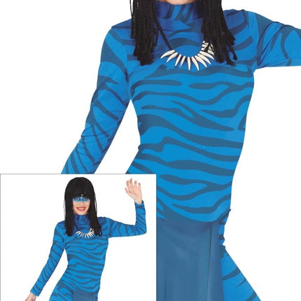 Second Skin Strepen Dames Blauw van Fiestas Guirca koop je bij Partywinkel