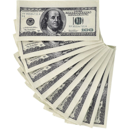 Servetten - 100 dollar - 33 x 33 cm - 10 stuks van Folat koop je bij Partywinkel