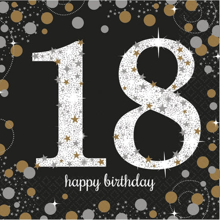 Servetten 18 Jaar Happy Birthday 33cm 16st van Riethmueller koop je bij Partywinkel