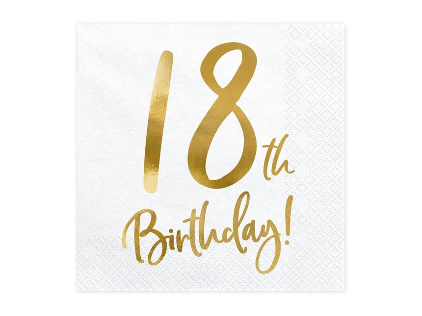 Servetten 18 Jaar Wit 33cm 20st van Partydeco koop je bij Partywinkel