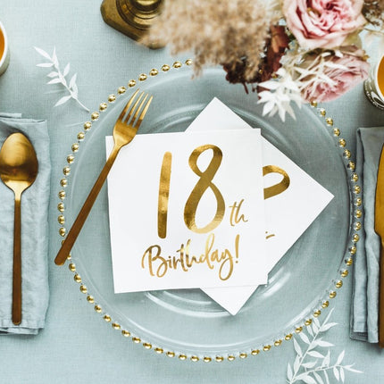 Servetten 18 Jaar Wit 33cm 20st van Partydeco koop je bij Partywinkel