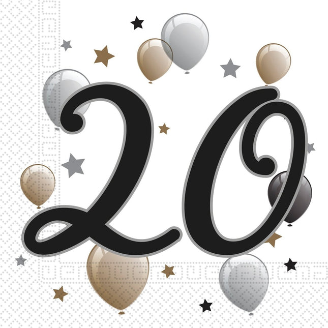 Servetten 20 Jaar Ballonnen 33cm 20st van Procos koop je bij Partywinkel