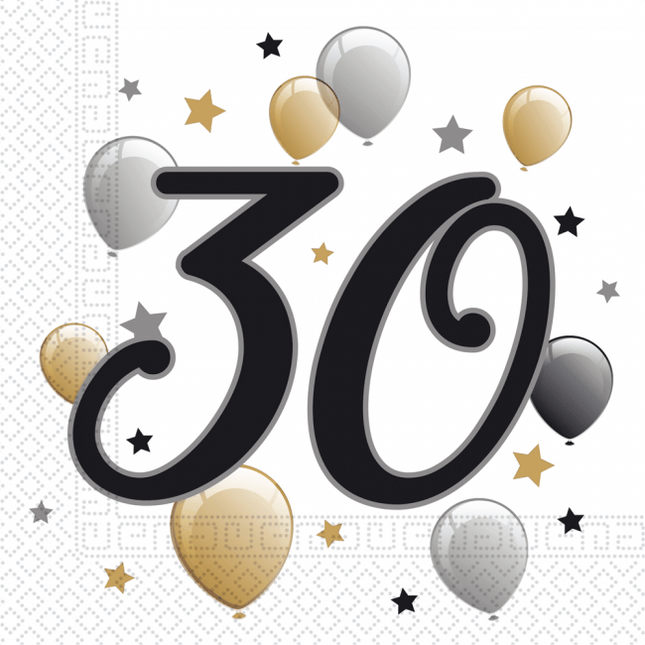 Servetten 30 Jaar Ballonnen 33cm 20st van Procos koop je bij Partywinkel
