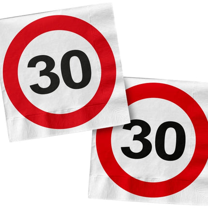 Servetten 30 Jaar Verkeersbord Vierkant 33cm 20st van Folat koop je bij Partywinkel