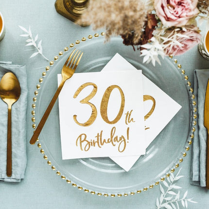 Servetten 30 Jaar Wit 33cm 20st van Partydeco koop je bij Partywinkel