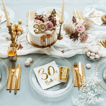 Servetten 30 Jaar Wit 33cm 20st van Partydeco koop je bij Partywinkel