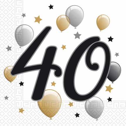 Servetten 40 Jaar Ballonnen 33cm 20st van Procos koop je bij Partywinkel