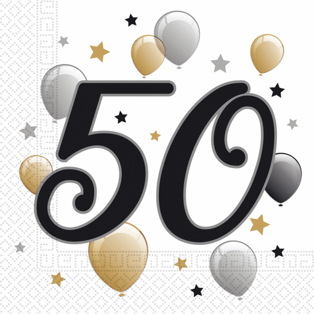 Servetten 50 Jaar Ballonnen 33cm 20st van Procos koop je bij Partywinkel