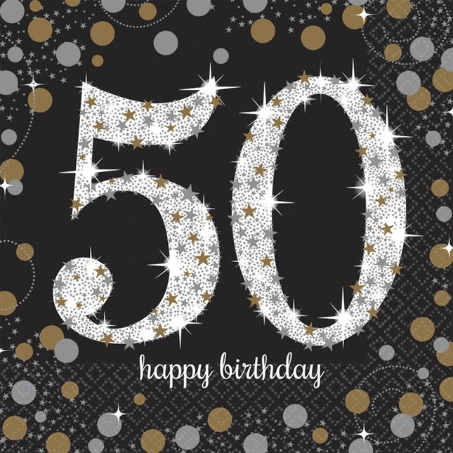 Servetten 50 Jaar Happy Birthday 33cm 16st van Riethmueller koop je bij Partywinkel