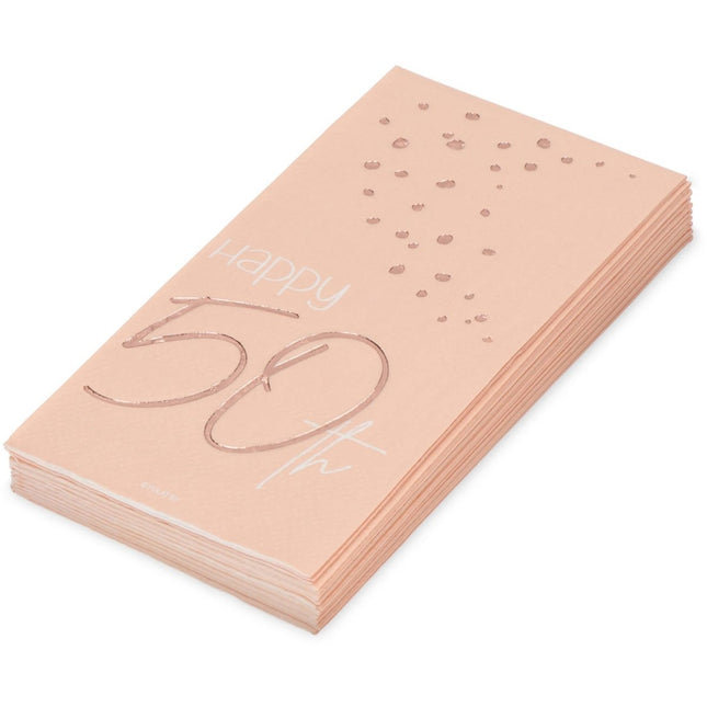 Servetten 50 Jaar Rose Goud 33cm 10st van Folat koop je bij Partywinkel