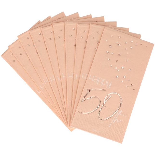 Servetten 50 Jaar Rose Goud 33cm 10st van Folat koop je bij Partywinkel