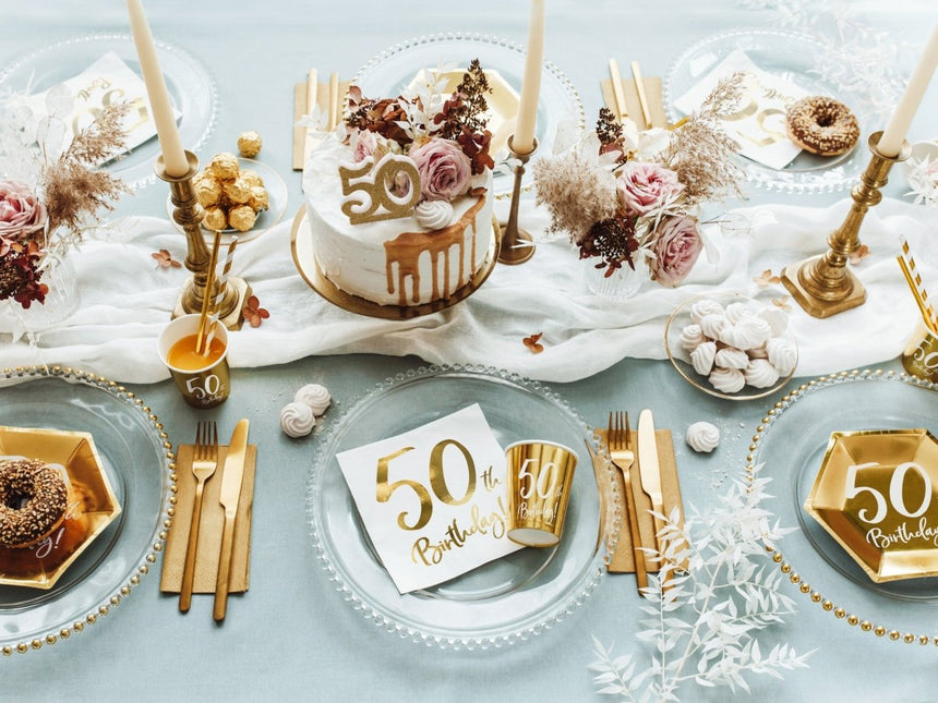 Servetten 50 Jaar Wit 33cm 20st van Partydeco koop je bij Partywinkel