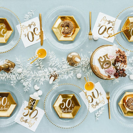 Servetten 50 Jaar Wit 33cm 20st van Partydeco koop je bij Partywinkel