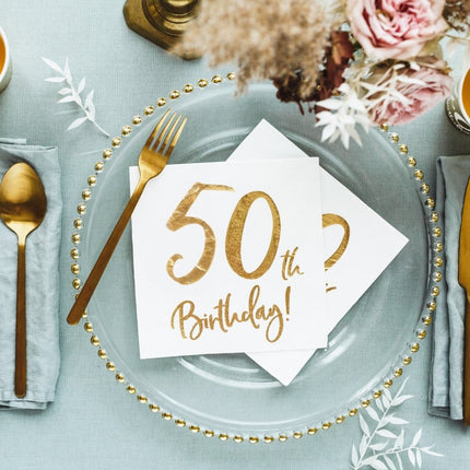 Servetten 50 Jaar Wit 33cm 20st van Partydeco koop je bij Partywinkel