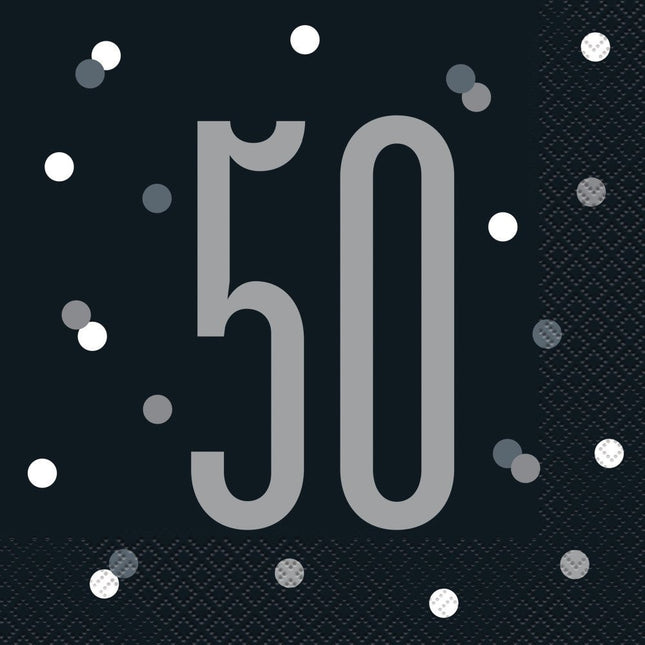 Servetten 50 Jaar Zwart 33cm 16st van Unique koop je bij Partywinkel