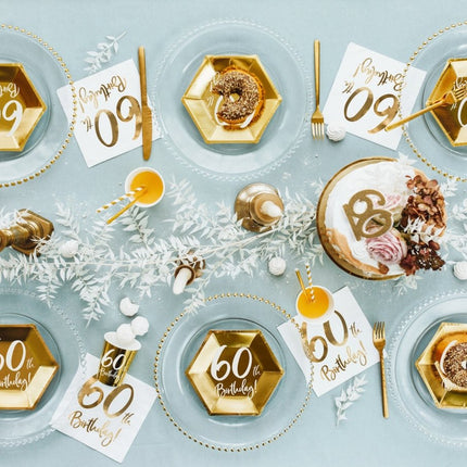 Servetten 60 Jaar Wit 33cm 20st van Partydeco koop je bij Partywinkel