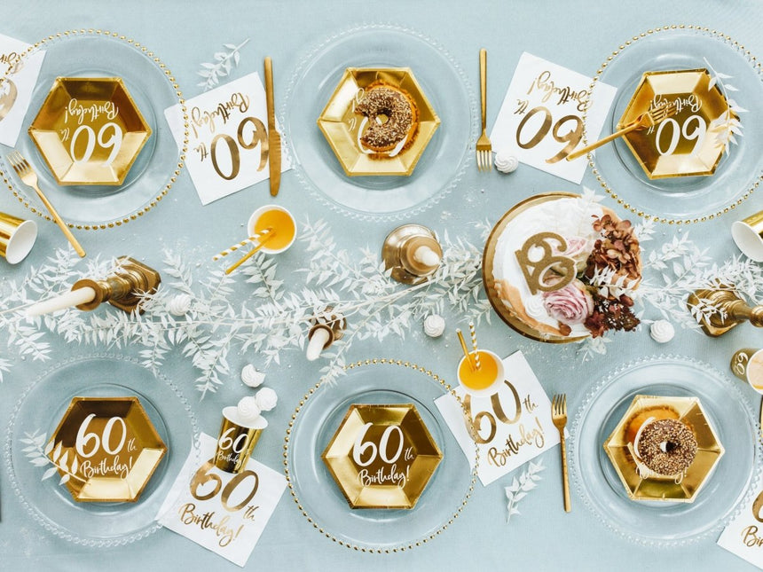 Servetten 60 Jaar Wit 33cm 20st van Partydeco koop je bij Partywinkel